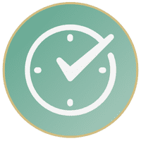 Clock icon with a tick at the centre