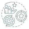icon green with cog, star people outlines