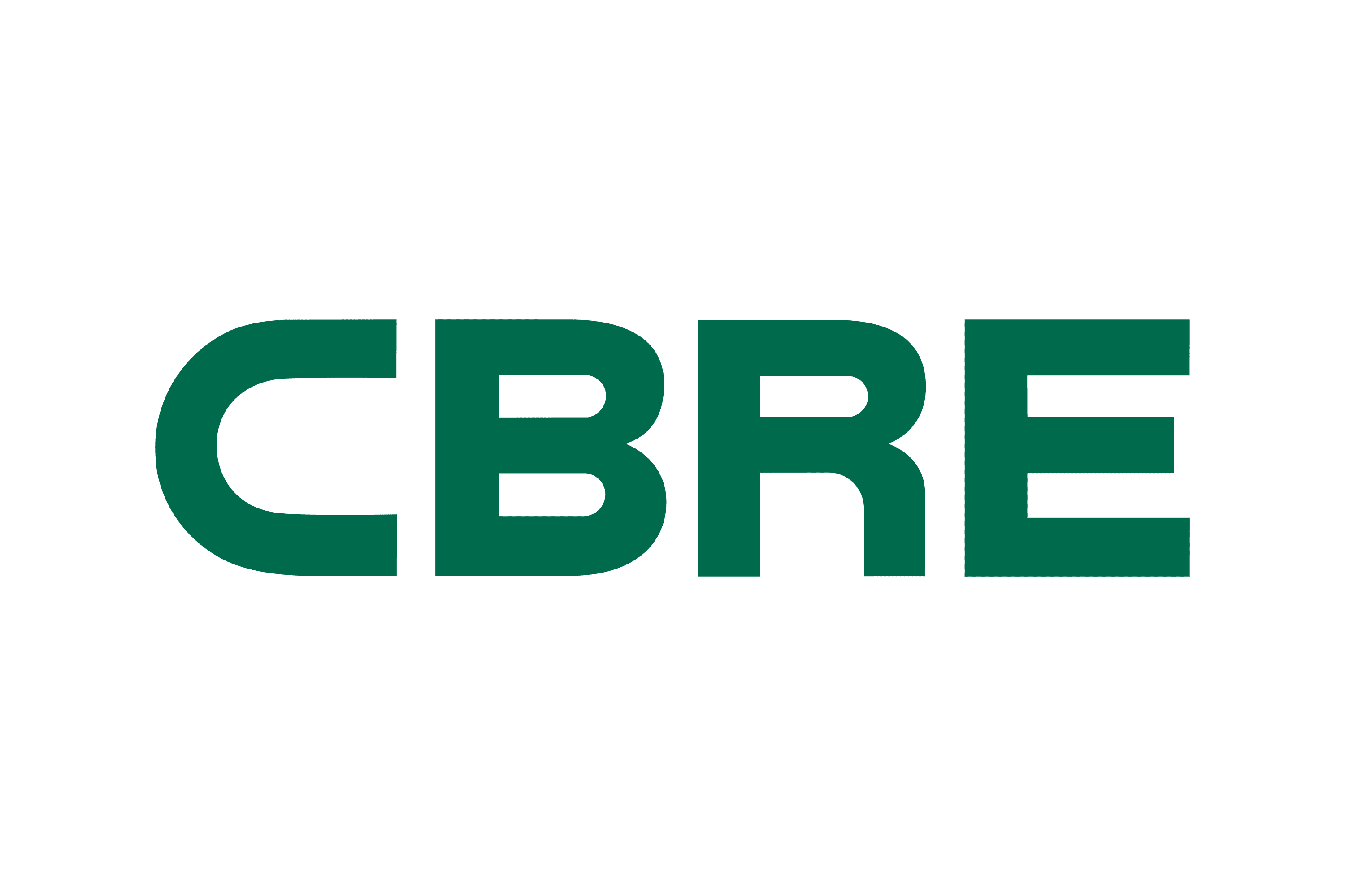 CBRE logo in green capital letters