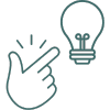 finger clicking towards a light bulb icon