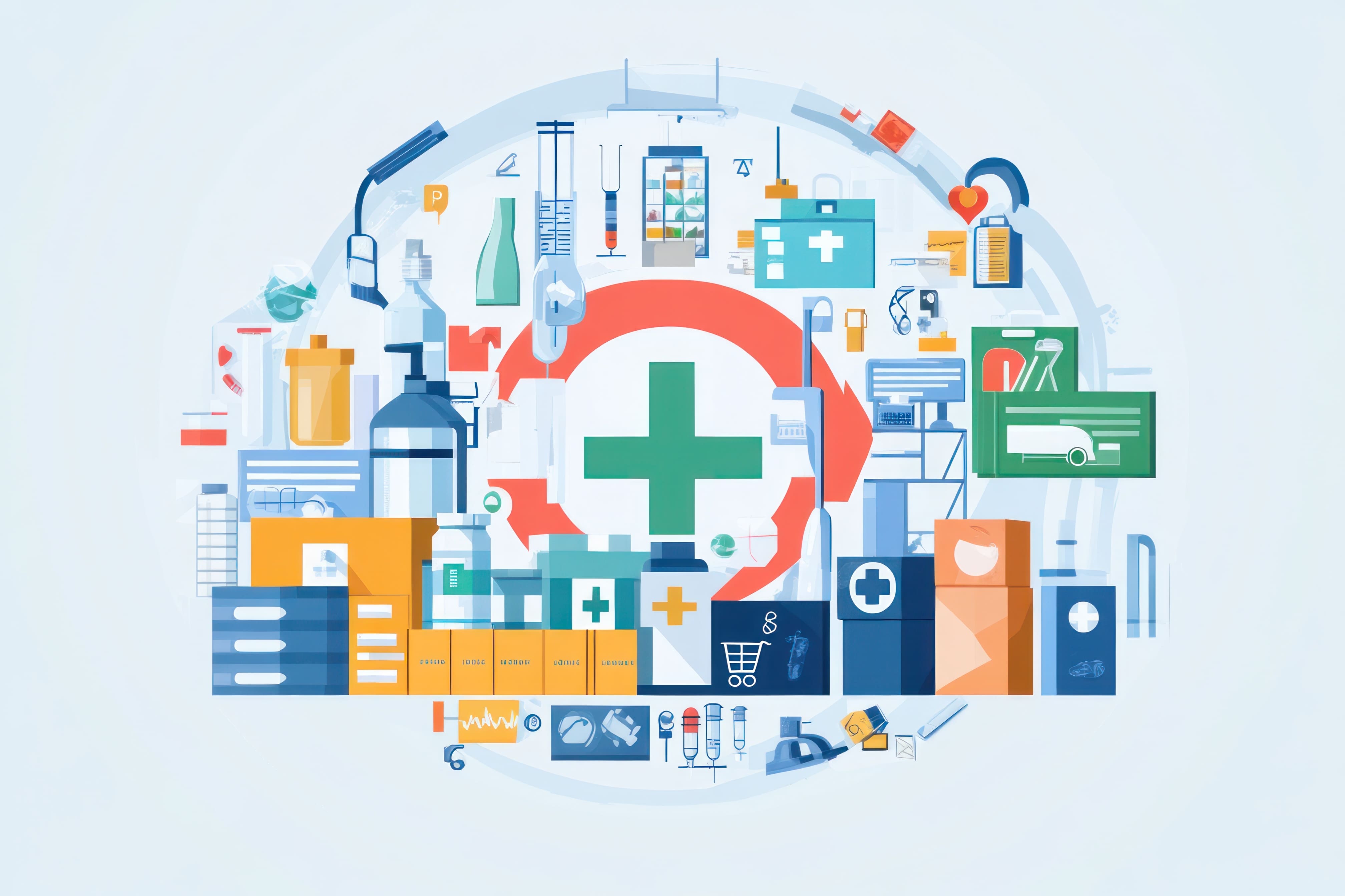Healthcare supply chain infographic representing how Achilles provides supply chain risk management for the healthcare sector